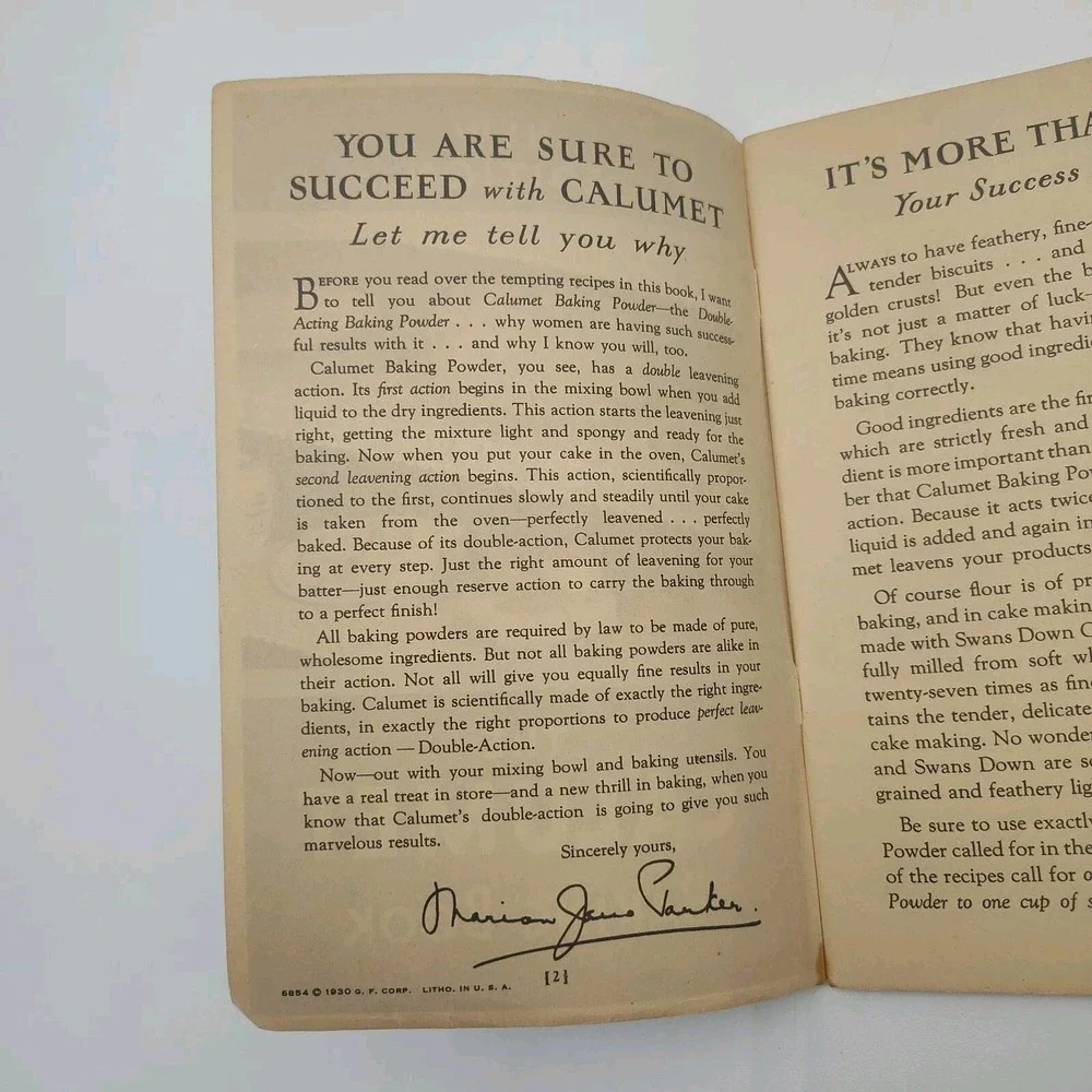1930 Recipes Cookbook THE CALUMET BAKING BOOK New Edition SEE‎ PICS